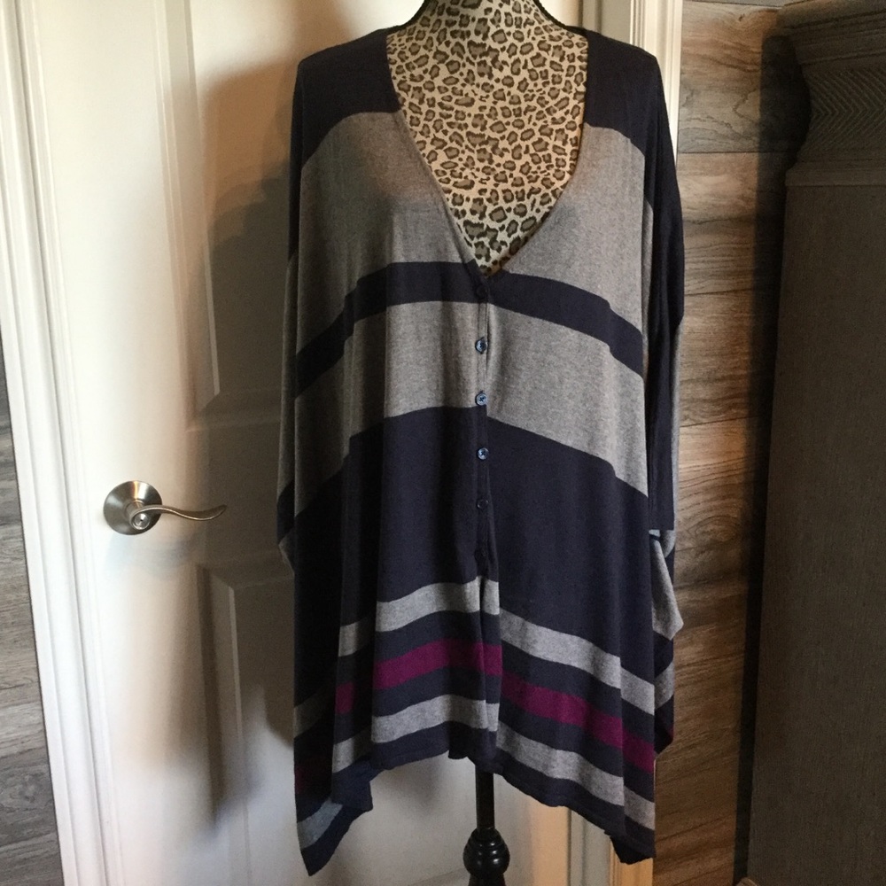 Stripe Poncho Sweater Top